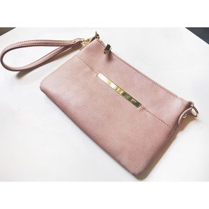 Faux Leather Blush & Gold Clutch
